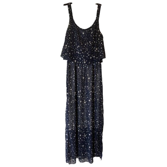 Chelsea & Theodore Navy Starry Maxi Dress Medium - Picture 1 of 8